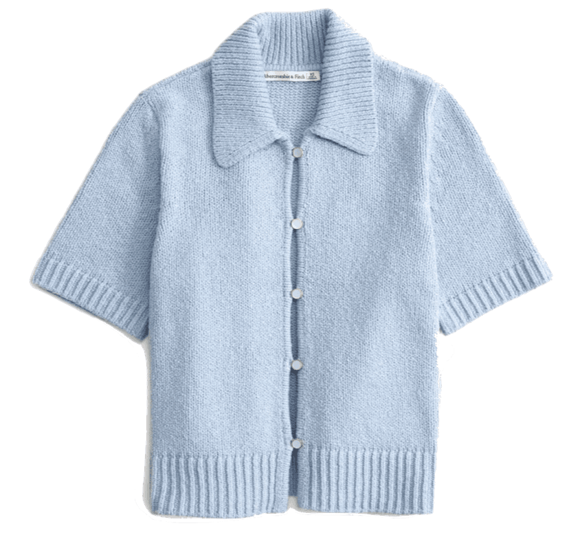 Short-Sleeve Collared Cardigan